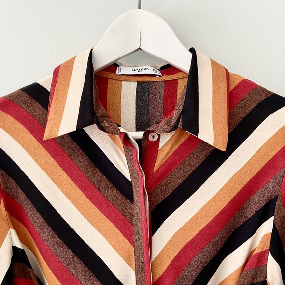 Mango Striped Midi Dress - Red, Brown, Cream - Picture 4 of 7